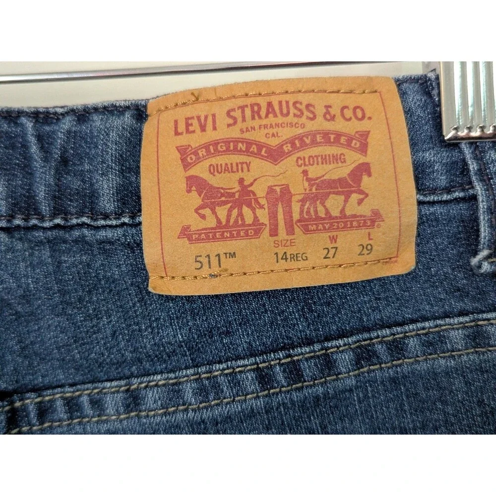 Levis 511 Jeans Youth Boys 14 Regular 27x29 Blue Denim Medium Wash Straight Leg